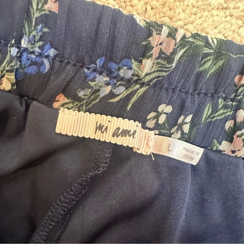 Mi Ami Feminine Ruffle Blue Floral Stretch Comfort Waistband Skirt Large - Picture 8 of 9